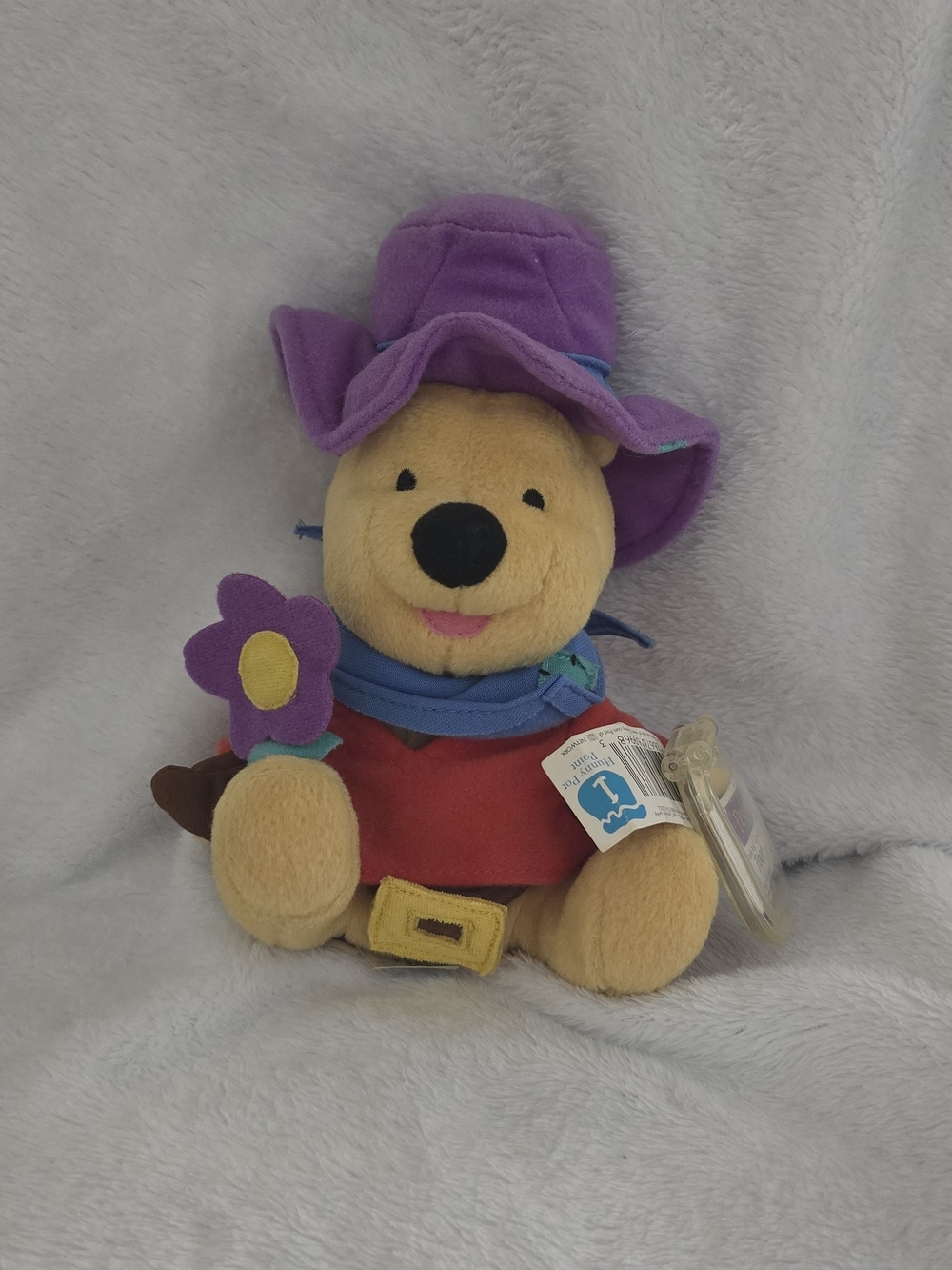 Disney Winnie the Pooh Plush with Purple Hat and Red Outfit